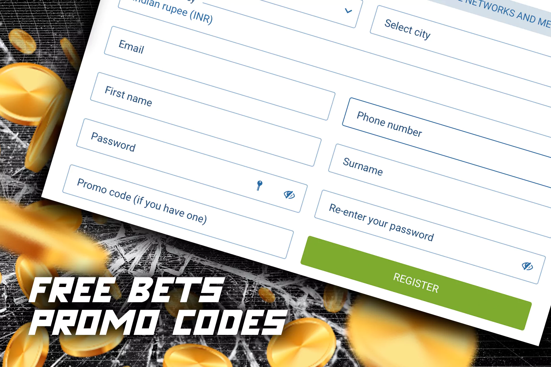 Free bets promo code for bets on sports.