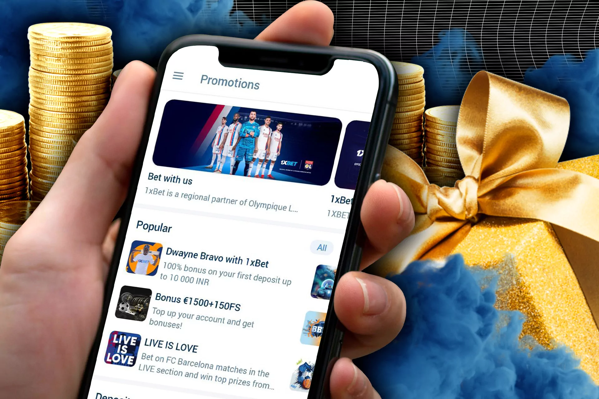 In the 1xBet apps, you have access to all the bonus programs.