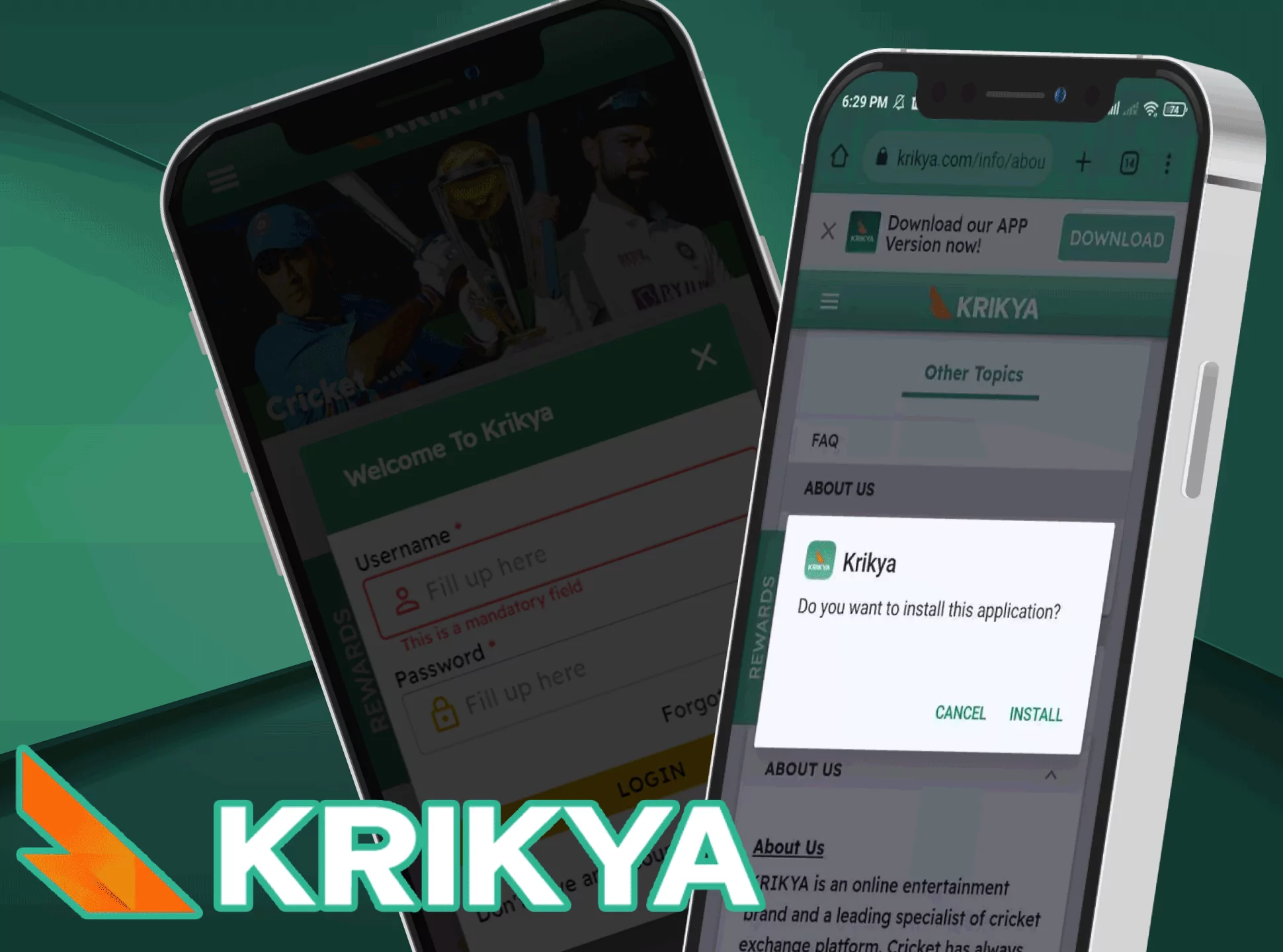 Krikya app has all features to have a convenient and fast betting.