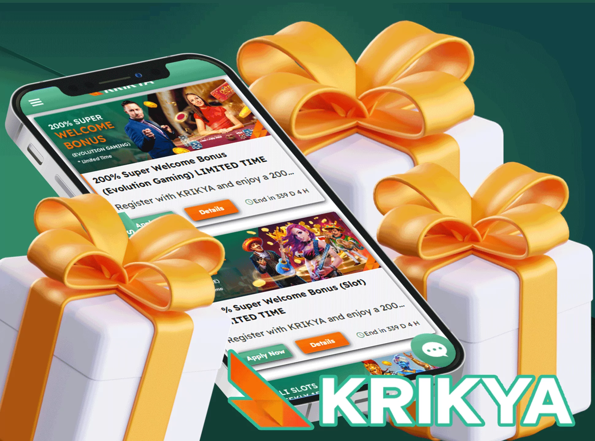 Make your first deposit at Krikya and get a 100% welcome bonus for betting.