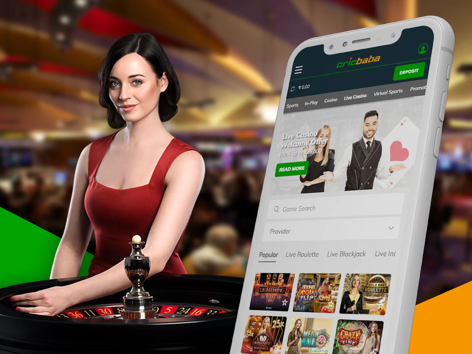 Play casino games using the app.