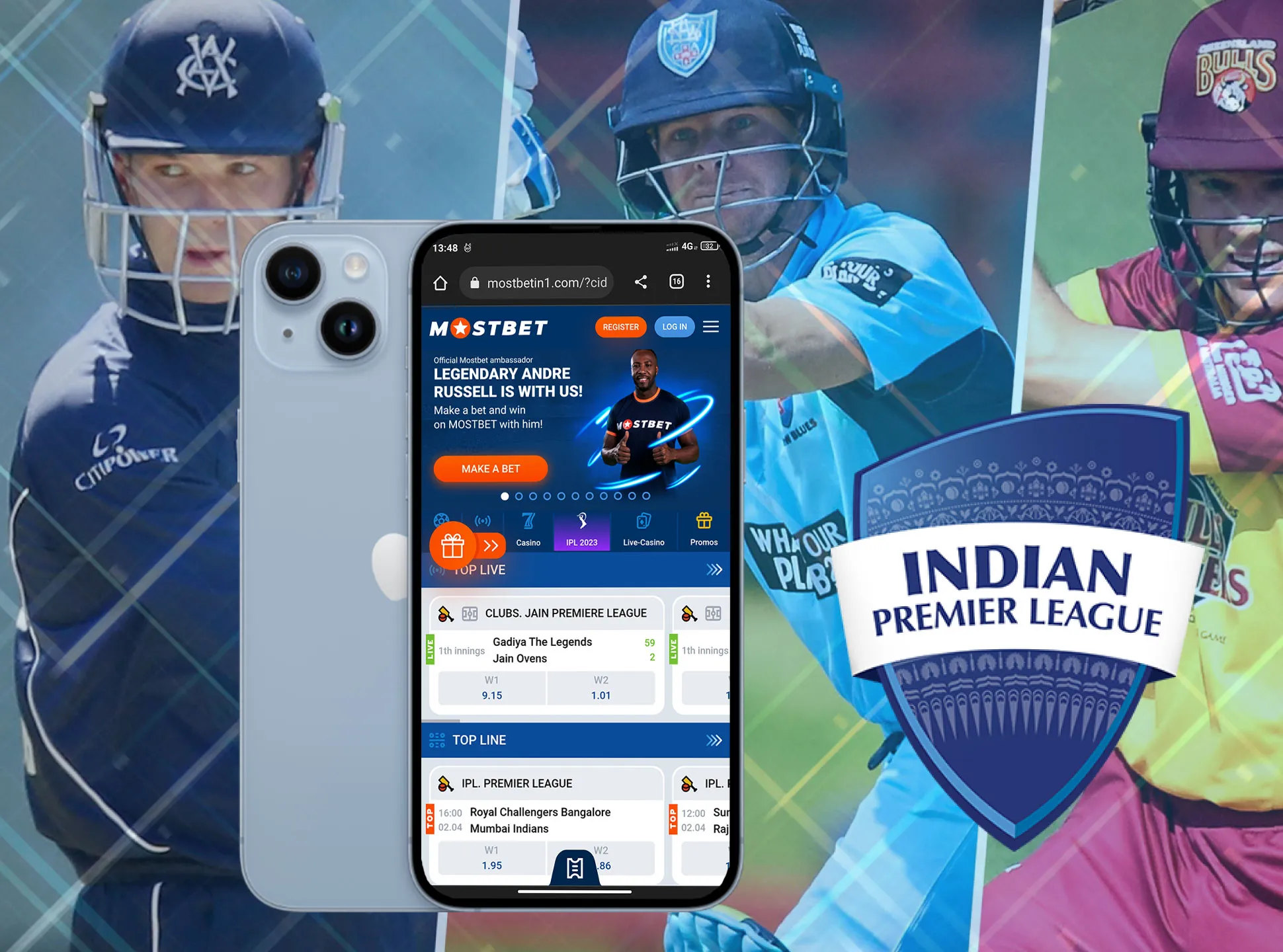 Choose your favorite IPL team and place a bet on its win in the Mostbet mobile application.