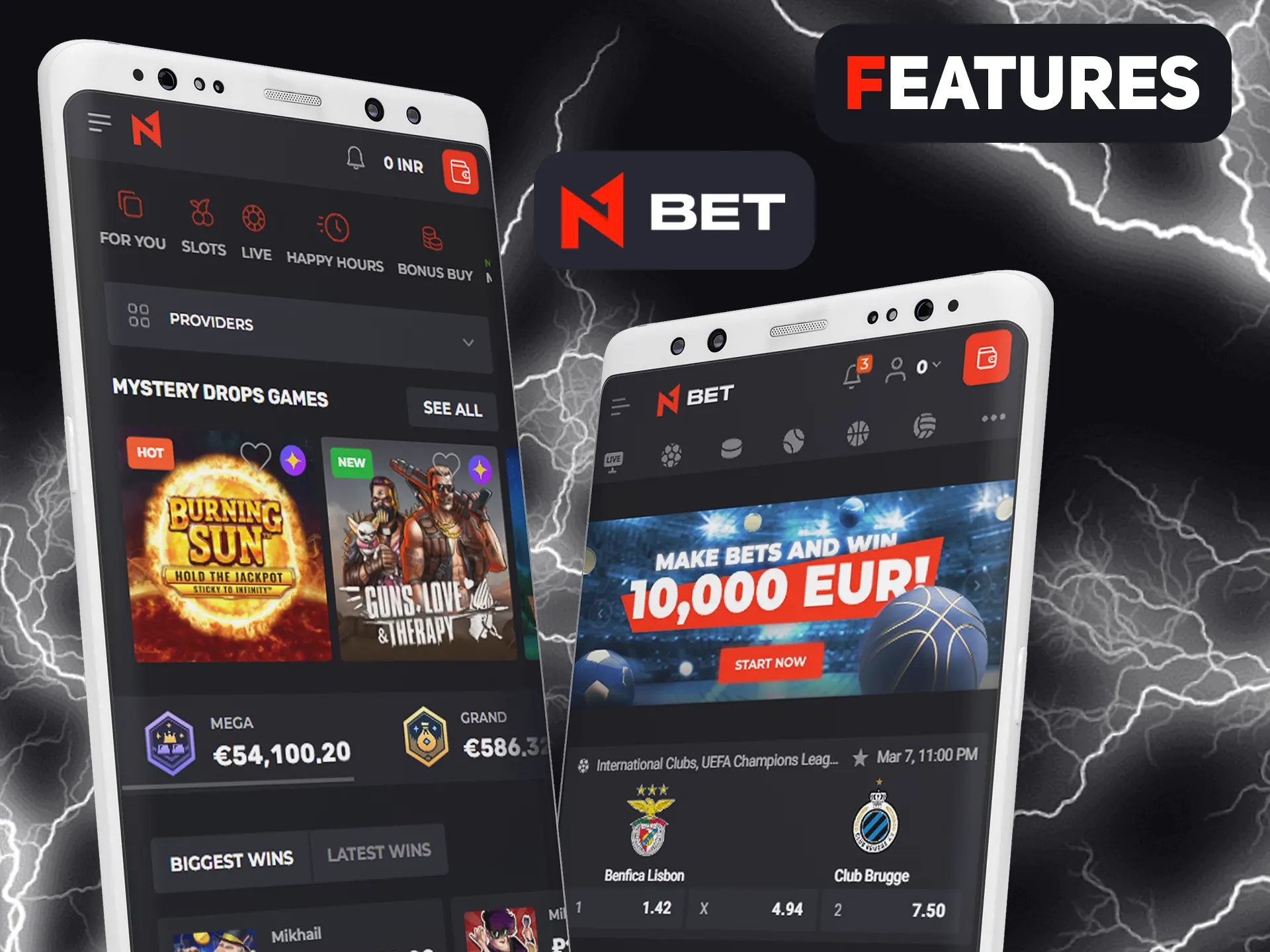 Use all of the N1bet app best features.