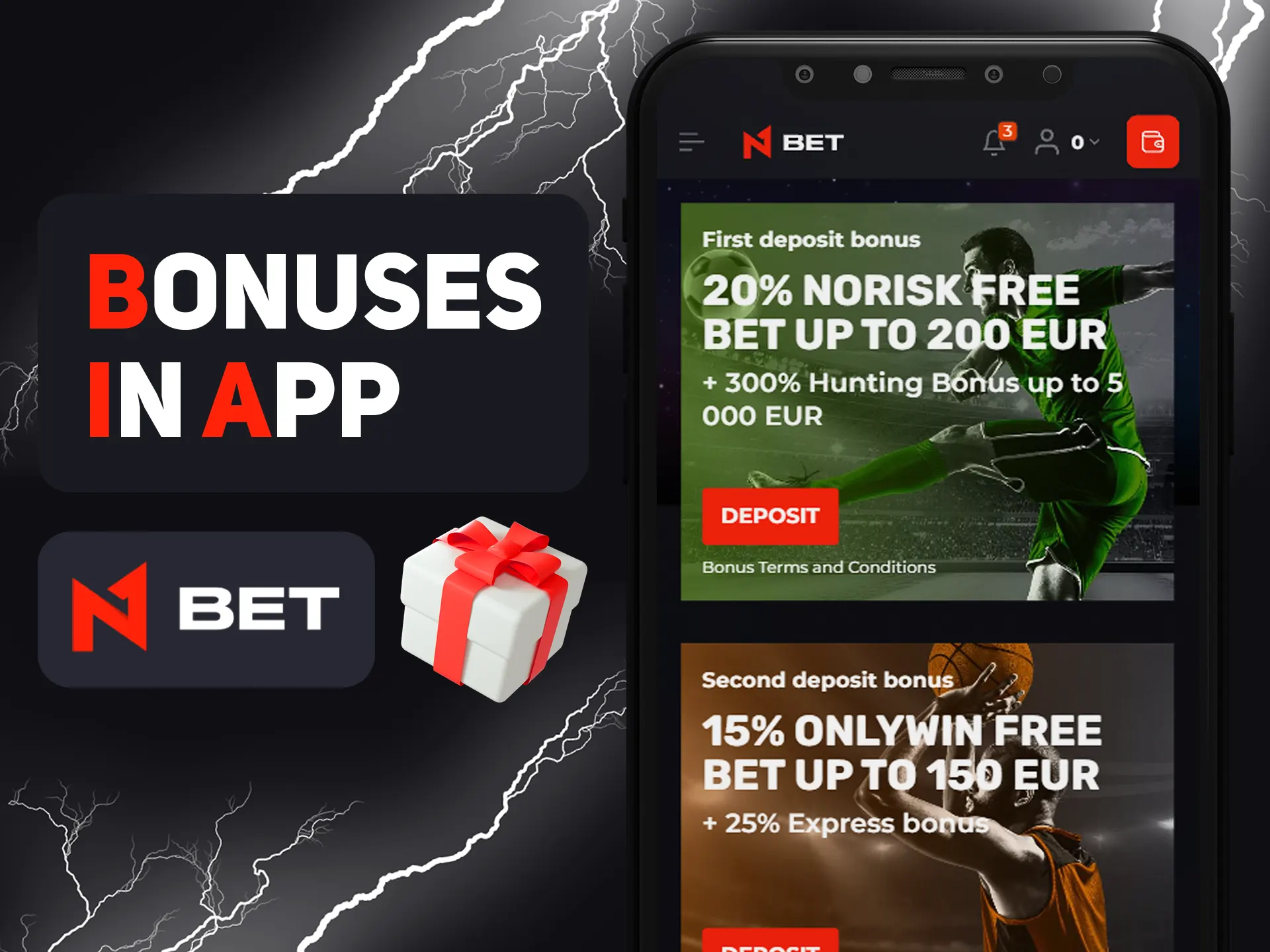 Get your bonuses via N1bet app.