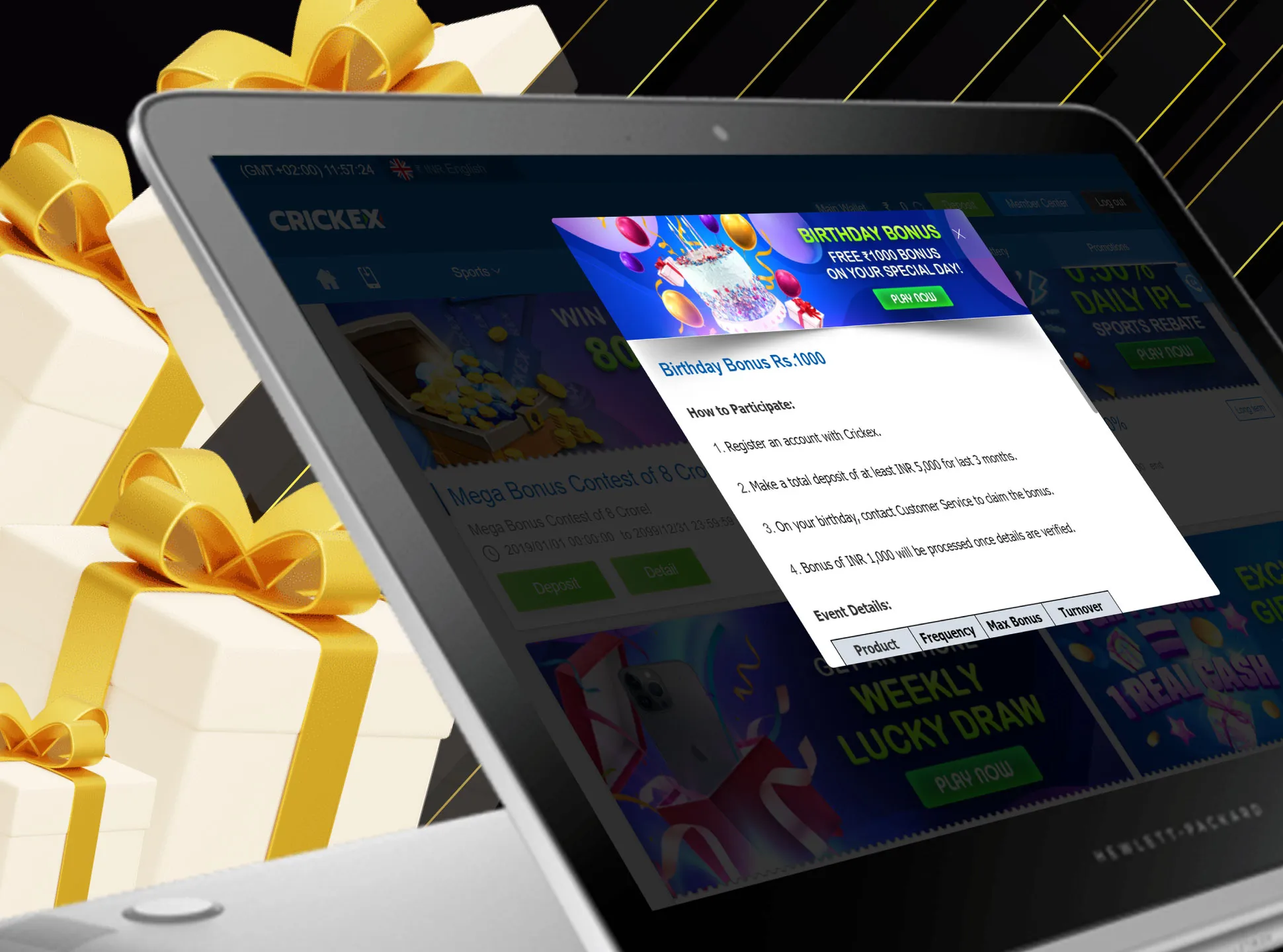 Receive the special Crickex bonus on your birthday.