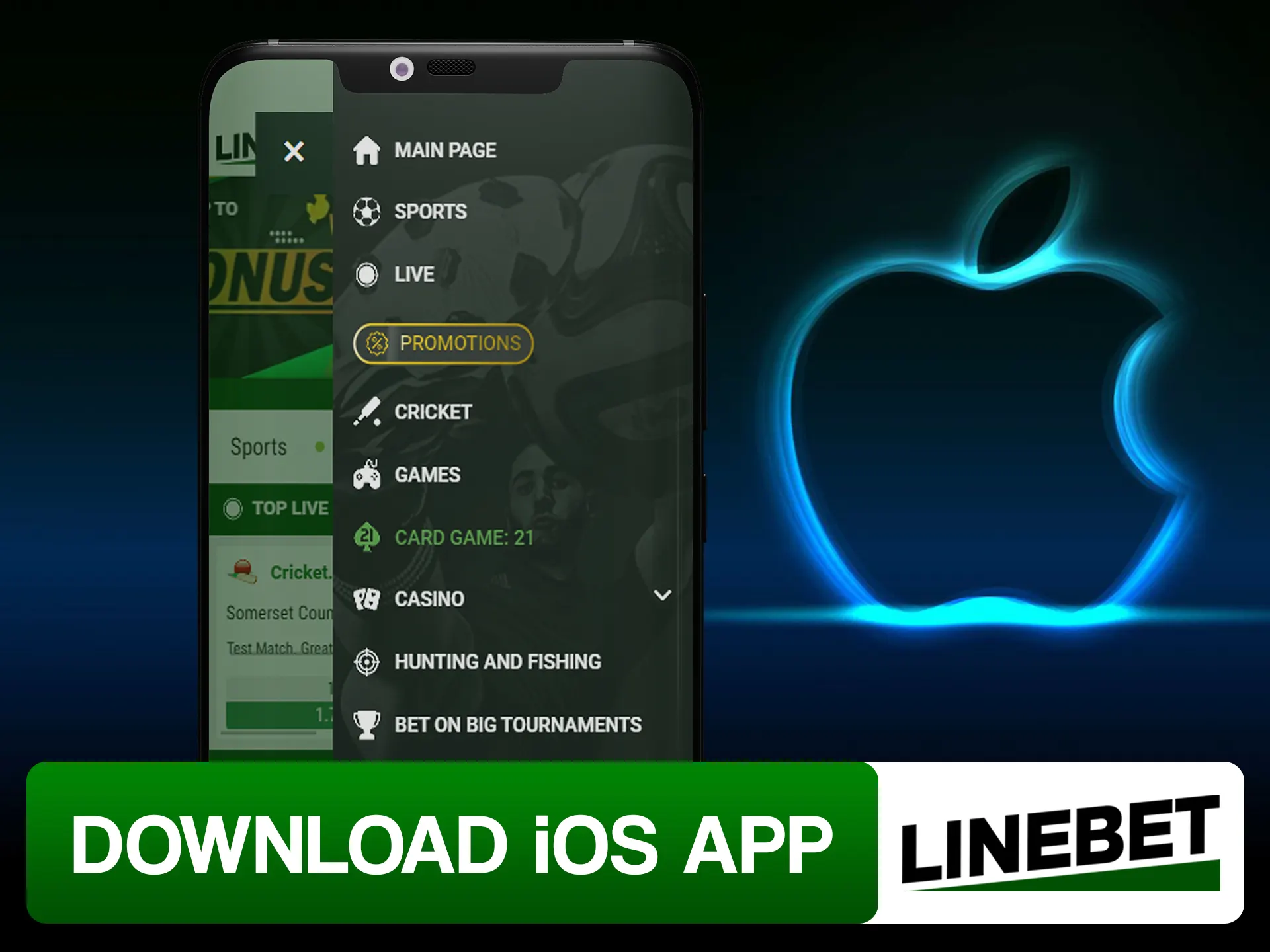 Donwload Linebet app from special iOS page.