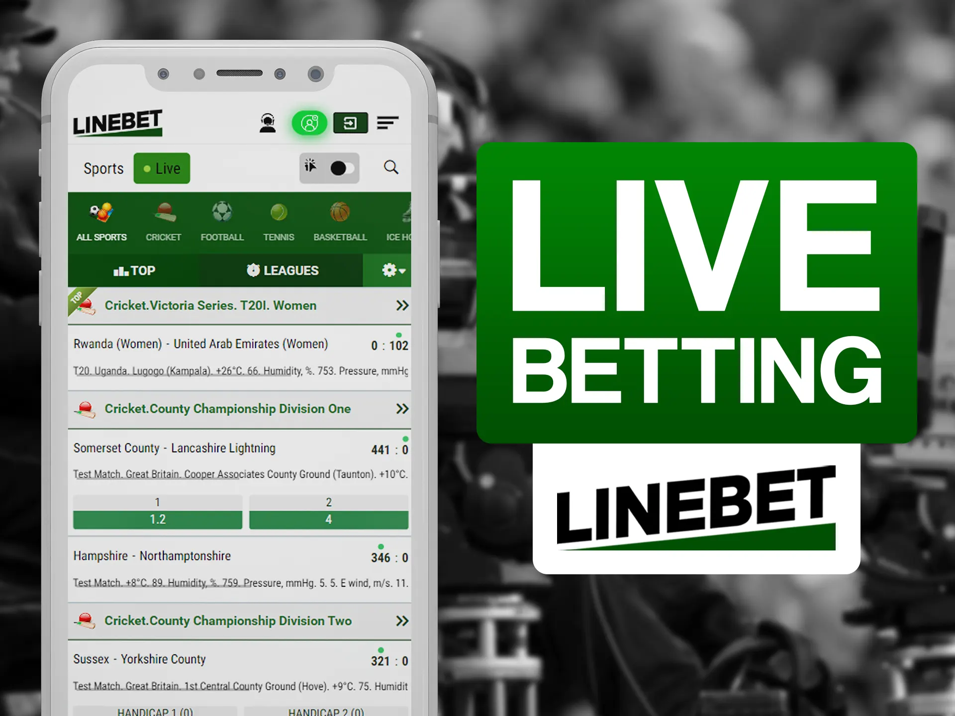 Bet on teams in live format in Linebet app.