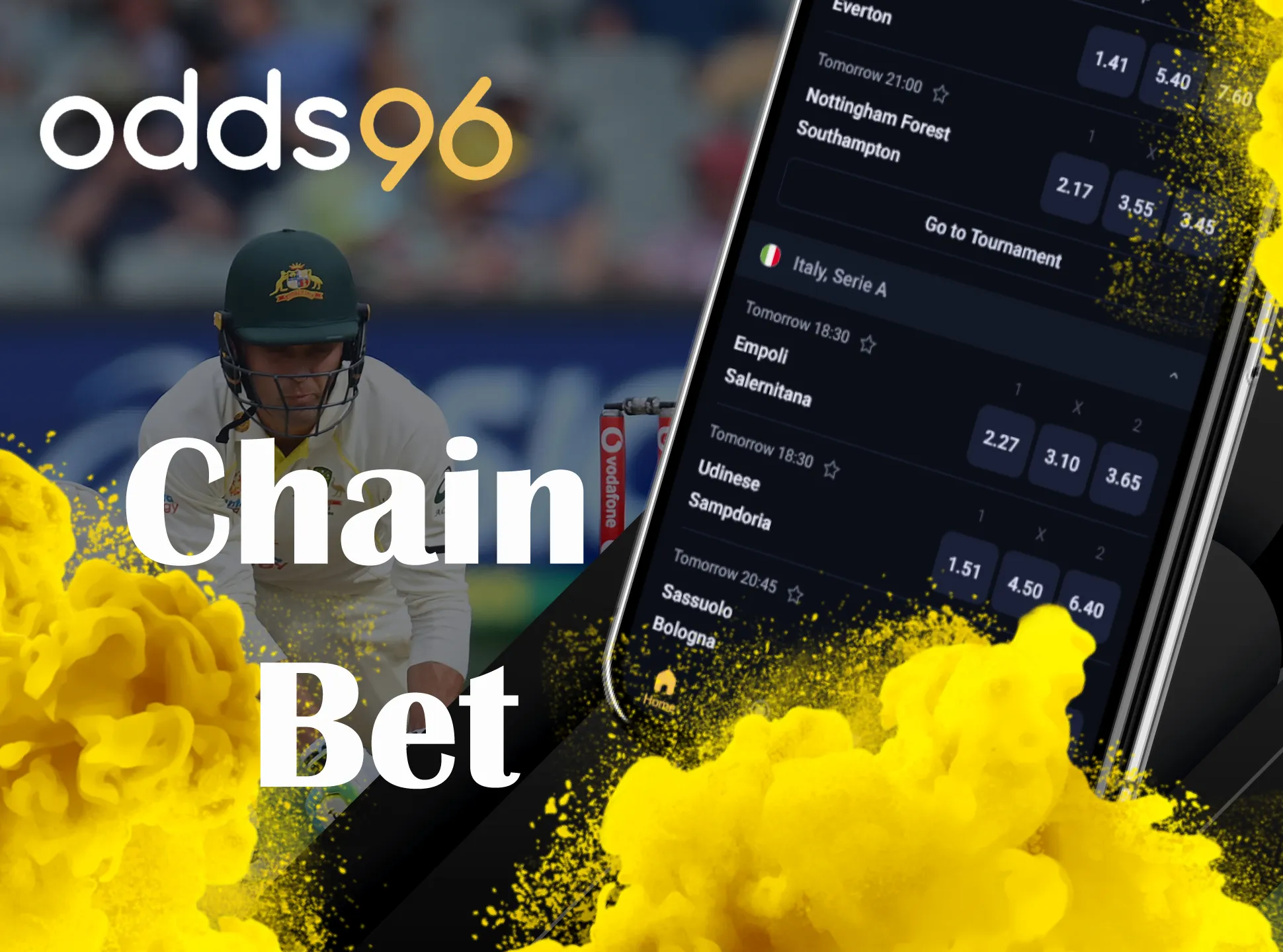 Make chain of winning bets using Odds96 chain bet.