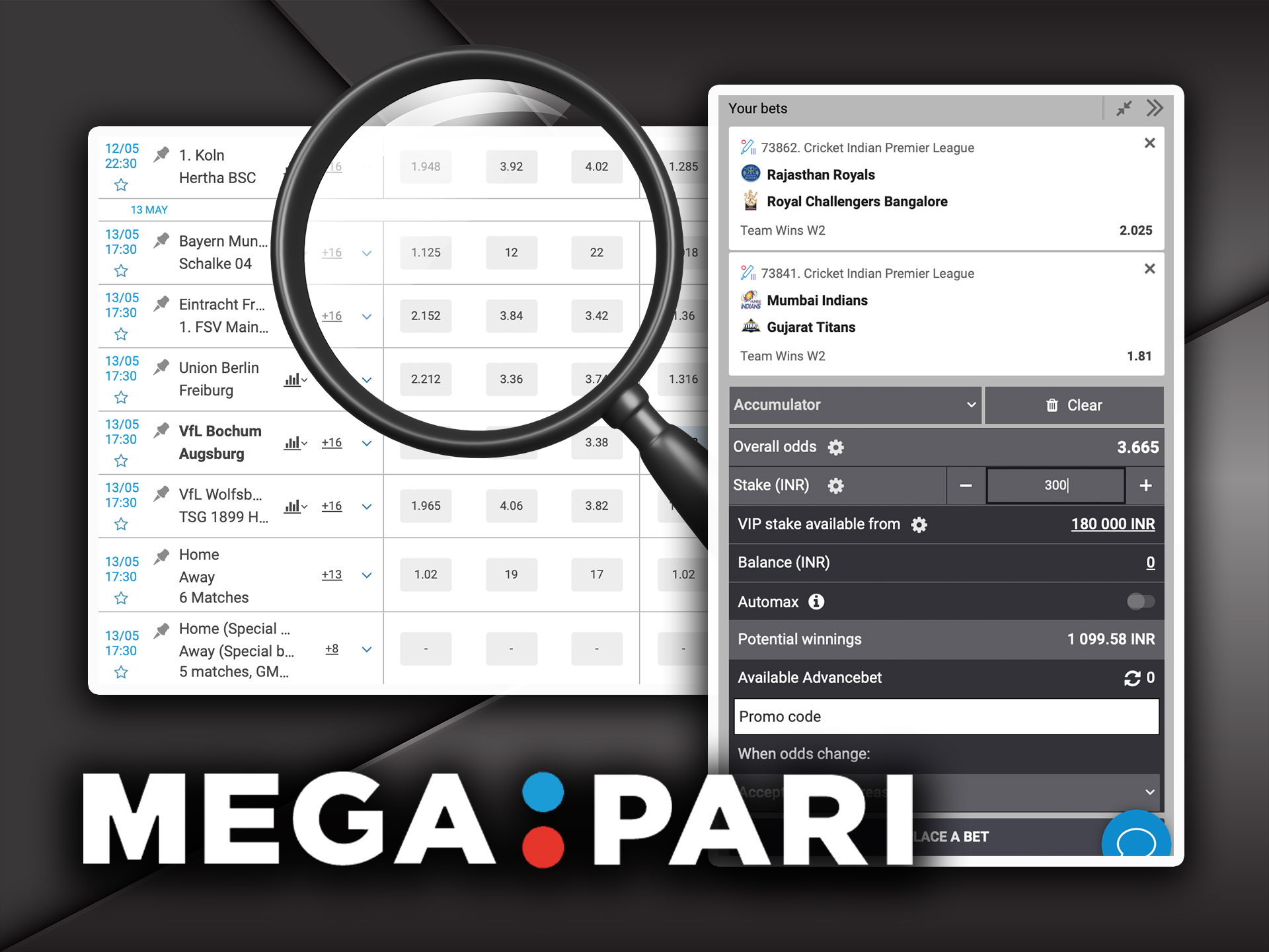 Calculate odds before making new bet at Megapari.