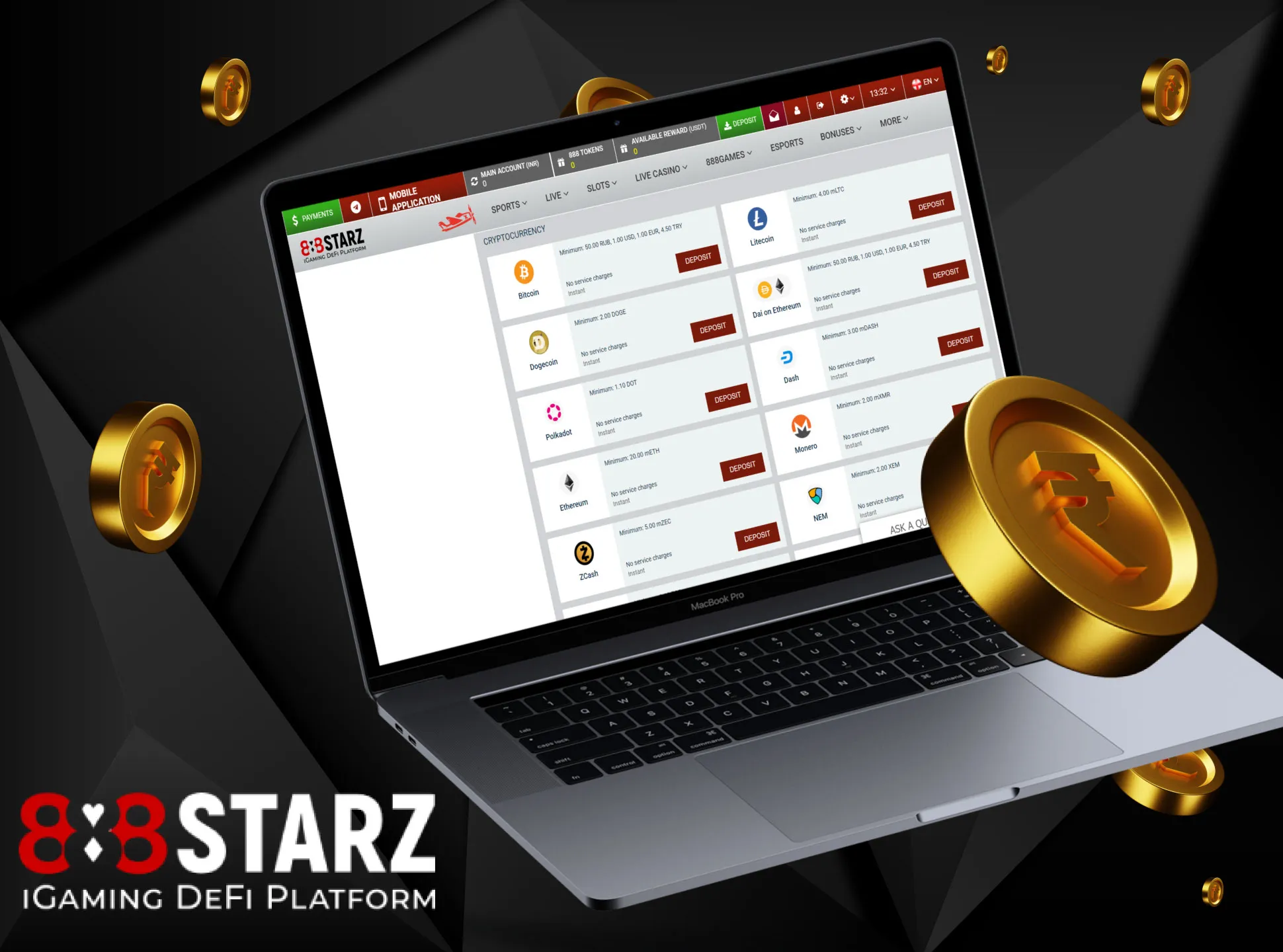 In 888starz you can bet on rupees and on cryptocurrency as well.