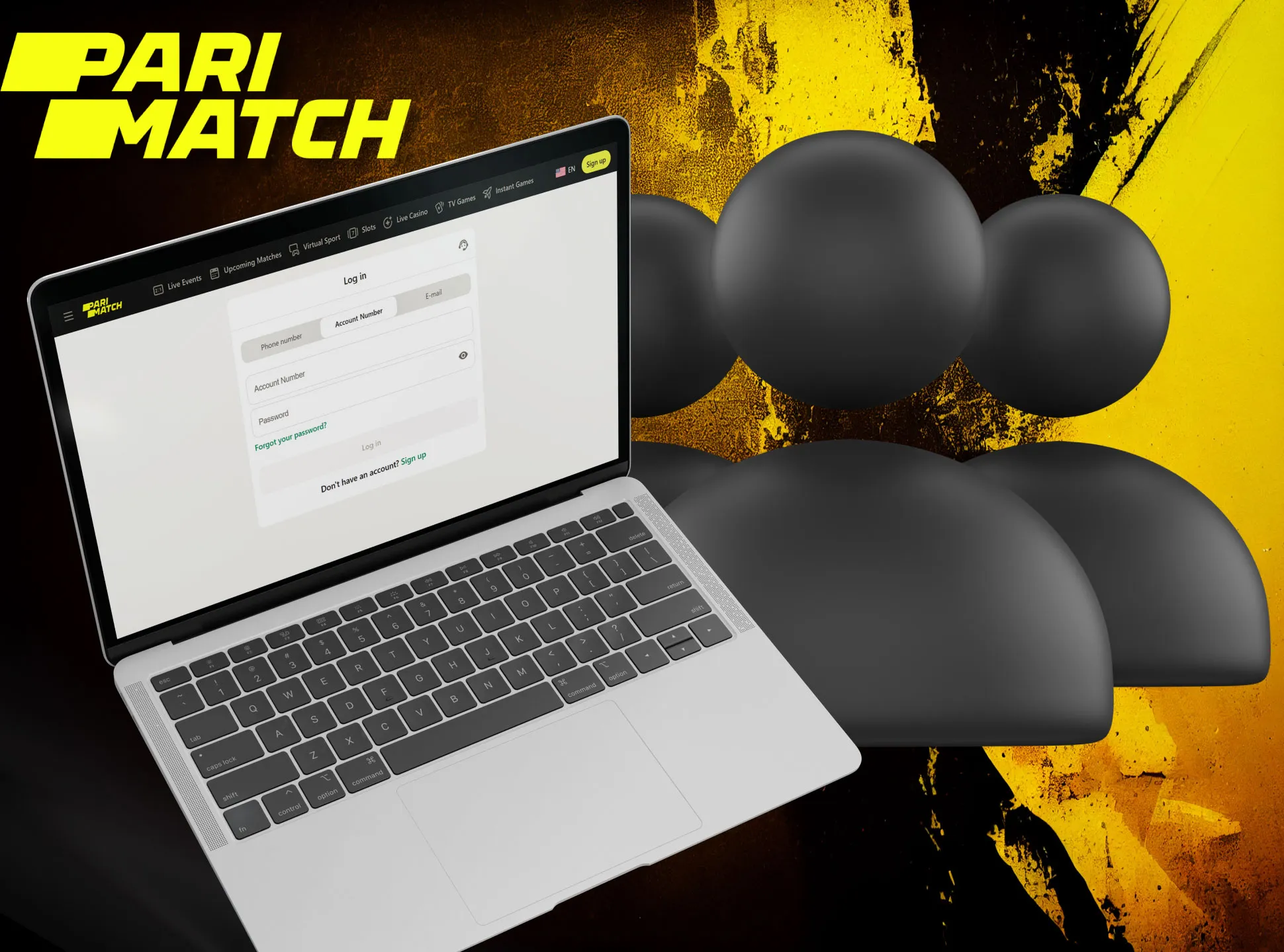 Log in to your Parimatch account with your username and password.