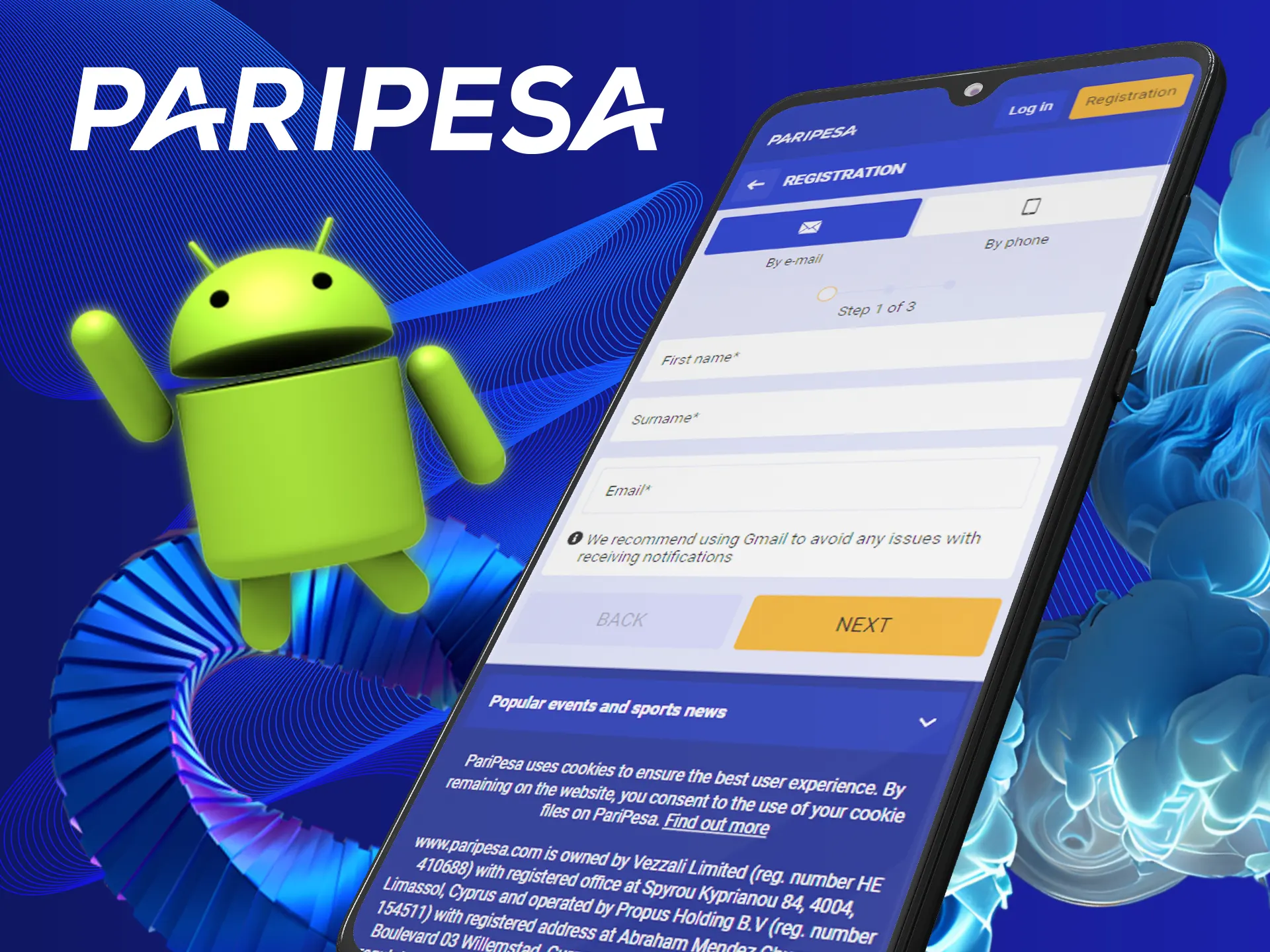 Make a new Paripesa account quicker in the special app.